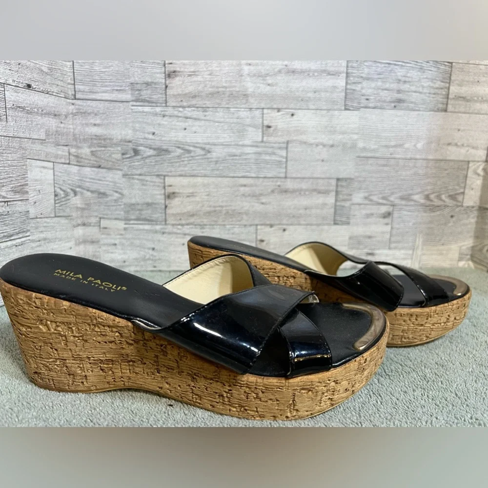 Mila Paoli Italian Patent Leather Wedge